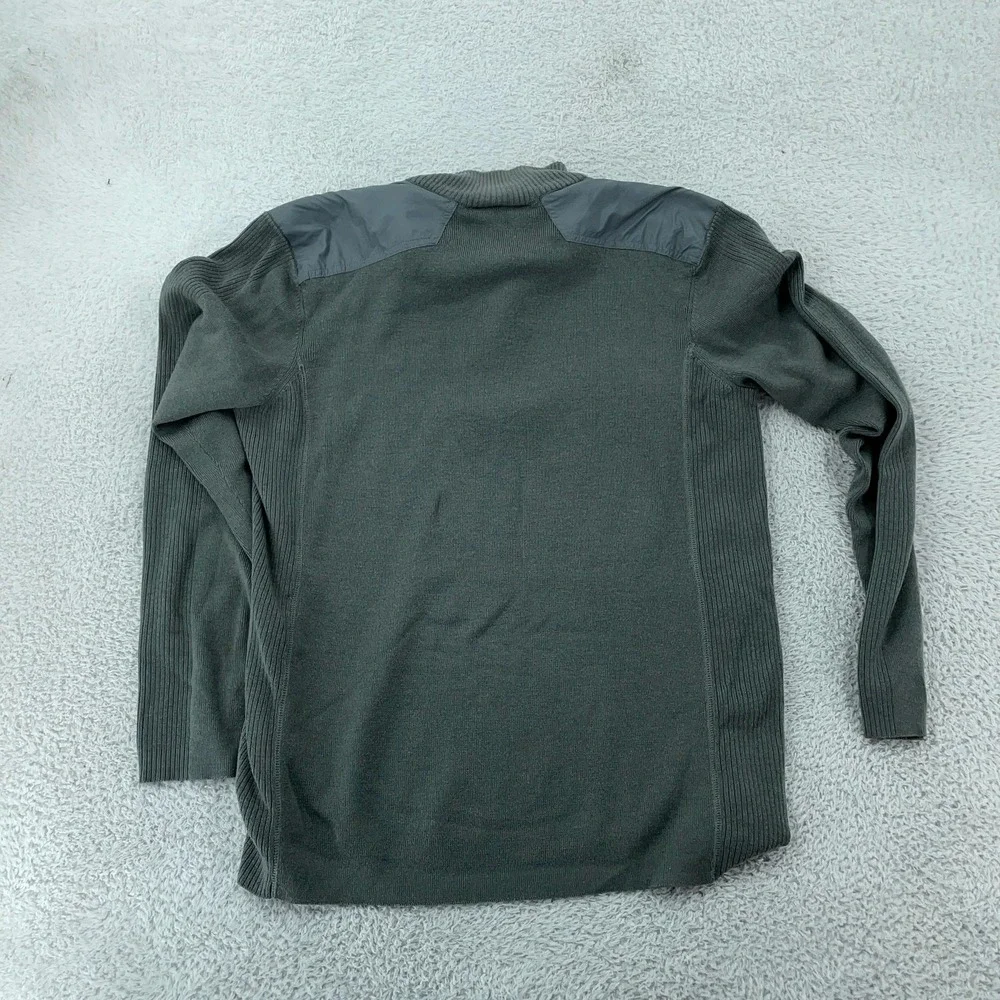 Marmot Quarter Zip Pullover Sweater Mens Medium Gray Wool‎ Blend Shoulder Patch